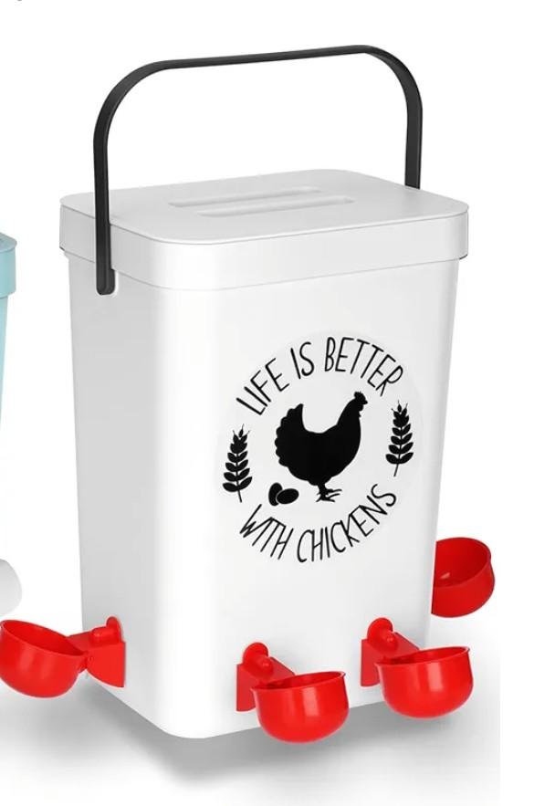 ‎Tgeyd Chicken Feeder and Chicken Waterer Set (3 Gallon/26 Pounds) - Hanging Automatic Chicken Feeder No Waste - Chicken Coop Accessories - Poultry Waterer