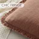 ANRODUO Set of 2 Decorative Throw Pillow Covers 24×24 Inch Soft Linen Fringe Farmhouse Boho Vintage Cushion Covers with Tassels Accent Pillowcase for Couch Sofa Bed Living Room Summer Home Decor Rust