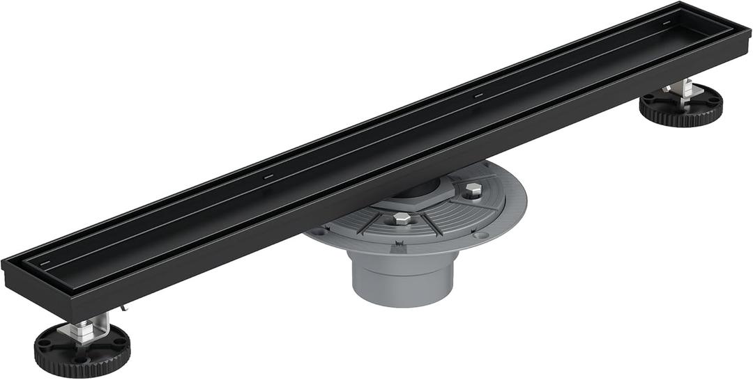 Neodrain 36-Inch Matte Black Linear Shower Drain, 2-in-1 Flat & Tile Insert Cover, Stainless Steel Linear Drain, Rectangle Shower Floor Drain with Hair Strainer, Shower Drain Base