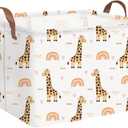 FXOLCSHE Rectangular Giraffe Basket,Waterproof foldable nursery laundry basket,Baby Storage Basket,Kids Toys Bin,Baby Gift Baskets for Bedroom(Giraffes)
