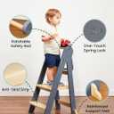 Grownsy Safety Upgrade Foldable Kitchen Helper Step Stool Toddler Tower | One-Click Lock, 3-Second Folding, 3 Adjustable Heights, Sturdy A-Frame Support, Easy Storage, Ages 15 Months to 6 Years