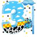 16 Inch Number 3 White Cloud Pinata with 16 Inch Piñata Stick Blindfold Confetti for Boy Girl Kids 3rd Birthday Party Decorations(3rd)