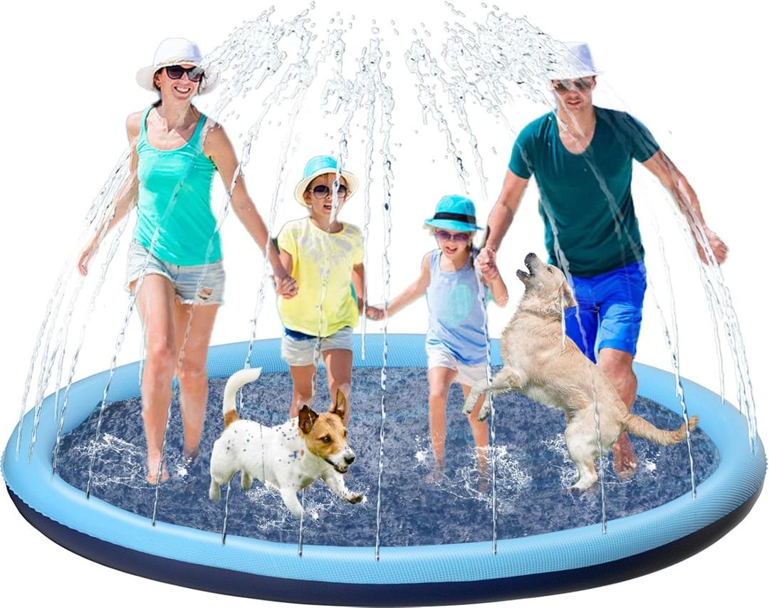 Kids Dog Splash Pad Sprinkler - Jasonwell Non Slip Dog Sprinkler Pad Splash Pool Puppy Dogs Pool Summer Outdoor Water Toys Backyard Durable Splash Pad for Toddlers Kids Small Medium Large Dogs Pet