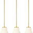 FEMILA 6.7" Kitchen Pendant Lighting Over Island, 3 Pack Brushed Gold Pendant Lighting, Milk Glass Hanging Light Fixtures for Bedroom Hotel Dining Room, 4FYD87MIL-3PK BG