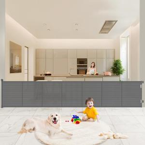 Upgrade 120" Retractable Baby Gates Extra Wide with Reinforced Strips, 10 FT Retractable Dog Gate for Garage, 41" Tall Retractable Gate Indoor Outdoor for Pet and Baby-Grey (41" Tall x 120" Wide, Gray)