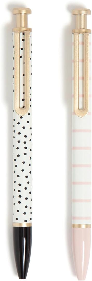 U Brands Monterey Ballpoint Pens, Set of 2, Stripes And Dots With Gold Details, Bold (1.0 mm) Point