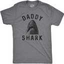 Mens Daddy Shark T Shirt Funny Shark Face Chomp Jaws Fathers Day Graphic Tee (Gray, XXXL)
