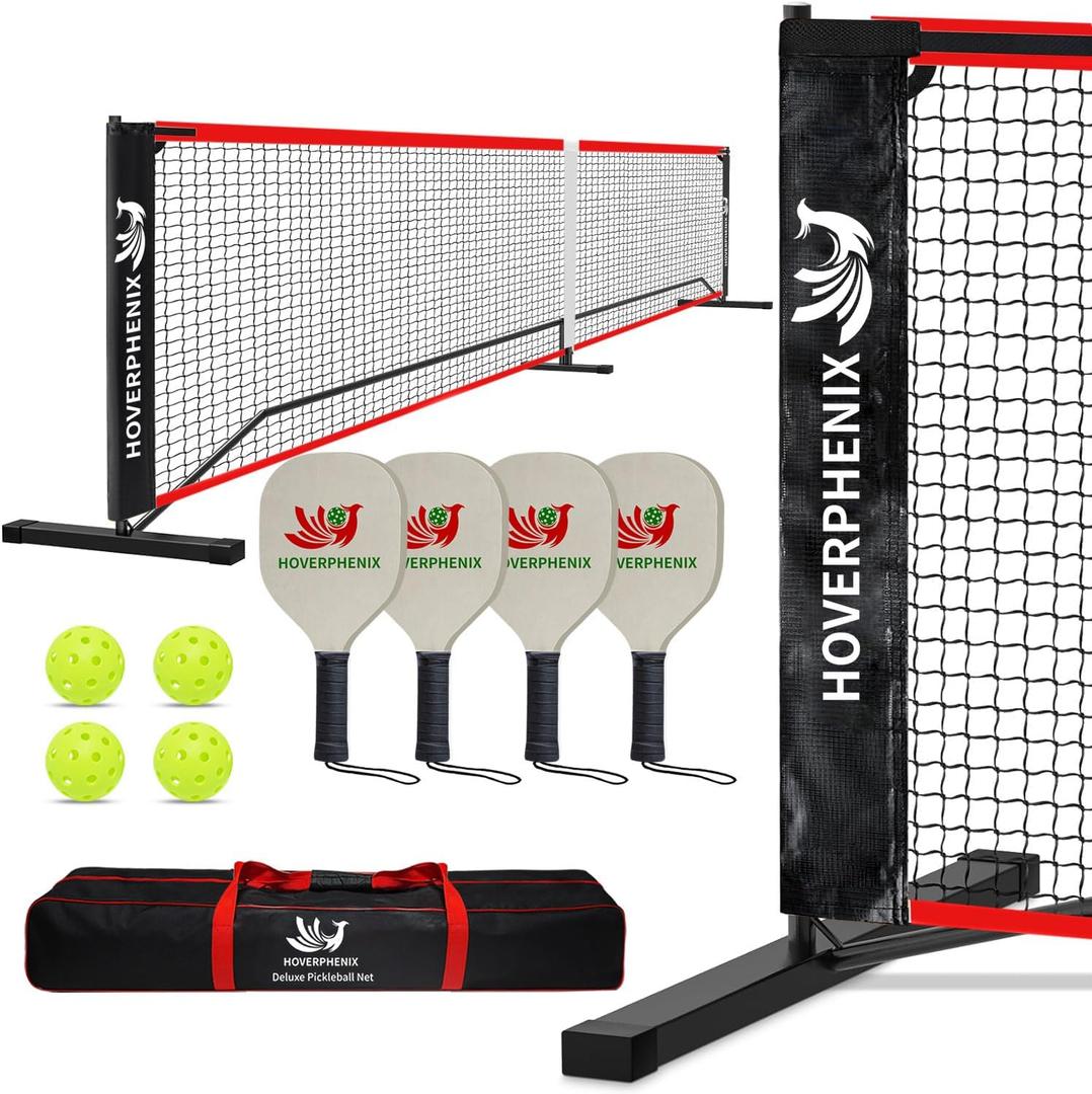 Pickleball Net for Driveway, Portable Pickleball Net System with Regualtion Size 22FT Pickle Ball Net, Outdoor Pickleballs, Carry Bag, Weather Resistant Metal Frame