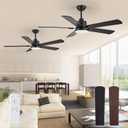 ZMISHIBO 2 Pack 52" Ceiling Fans with Lights, Black Modern Ceiling Fan with Remote, Farmhouse Indoor Ceiling Fan with Dual Finish Blades, Quiet & Strong Motor, Bright LED Light.