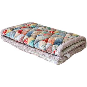 Flower Pattern Floor Mat Bohemian Patchwork Sofa Cover Quilted Floral Print Soft Cotton Non-Slip Slipcover for Couch Protect Style Furniture with This Multicolor L