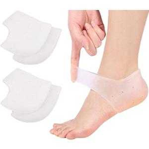 VivoFoot Gel Heel Protectors,Heel Pain and Cracked Heels Relief for Men and Women (2 Pairs) (White)