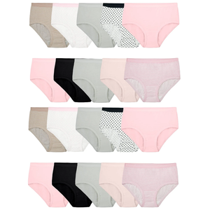 Girls' Tag Free Cotton Brief Underwear Multipacks Brief-20 Pack, Size 16