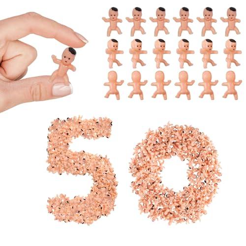 jojnawa 50PCS Mini Plastic Babies 1 Inch – Tiny Baby Shower Favors, King Cake Babies for Mardi Gras, Party Decorations, Ice Cube Game, Reusable Cute Mini Baby Figures