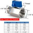 316 Stainless Steel Shut Off Valve 1" NPT Male x 1" NPT Female Ball Valve for Water Fuel Air
