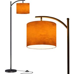 Arc Floor Lamp Orange autumn old watercolor texture painted marbled vintage grunge Modern Tall Standing Lamp Dimmable with Remote Adjustable Drum Shade Footswitch for Living Room Bedroom Office (Multi9)
