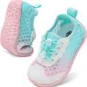 Barerun Toddler Water Shoes Barefoot Kids Water Shoes Boys Girls Aqua Socks Quick-Dry Breathable Toddler Sandals Slip on Indoor Outdoor Walking Shoes for Beach Swim Pool (4.5-5 Toddler, Pink Blue)