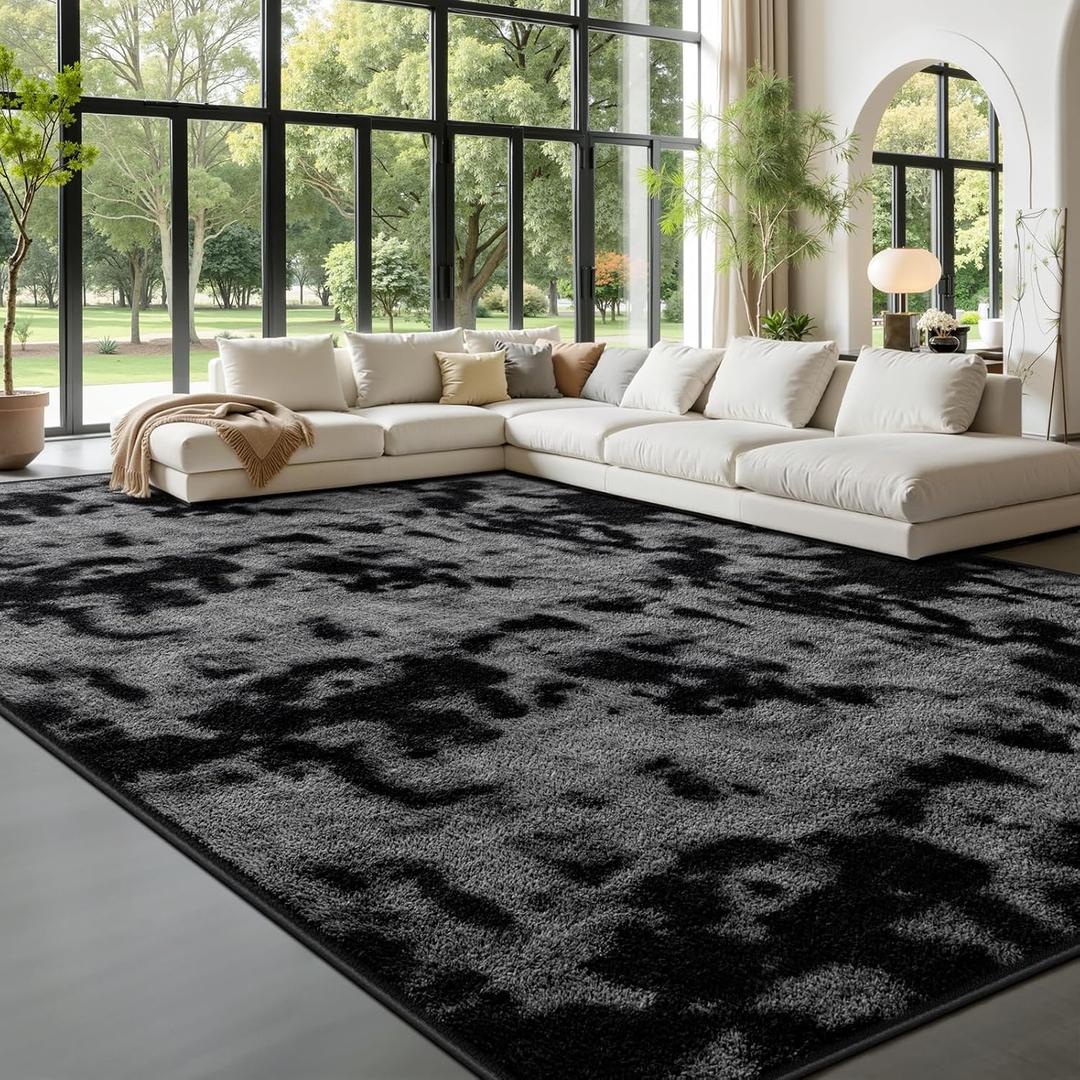 Large Area Rugs for Living Room Bedroom, 5 x 8 Ft Non-Slip Tie-Dyed Modern Area Rug, Soft Thickened Memory Foam Rug, Minimalist Indoor Carpet for Boys Girls Room Nursery Dorm Home Decor, Dark Grey