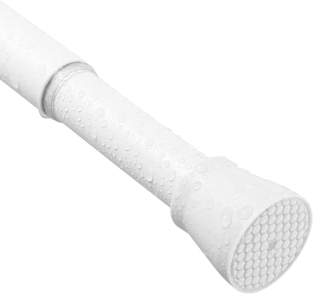 White Tension Curtain Rod for Windows 30 to 64 Inches, Adjustable Expandable Pressure Spring Curtain Rod No Drilling Required, 7/8 Inch Diameter Tension Rod for Bedroom, Doorway, Closet Door