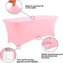 IVAPUPU 2 Pack 6FT Table Cloth for Rectangular Fitted Events Stretch Pink Table Covers Washable Spandex Spring Tablecloth Protector for Party, Wedding, Cocktail, Banquet, Festival