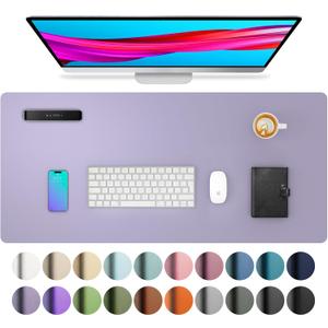 Aothia Leather Desk Pad Protector, Large Mouse Pad, Office Desk Mat, Non-Slip PU Leather Desk Blotter, Laptop Desk Pad, Waterproof Desk Writing Pad for Office and Home (23.6" x 13.7", Lavender)