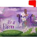 Easter He is Risen Mailbox Cover - Magnetic Standard Size 25.5 x 21 Inch Spring Purple Flowers Decorative for Home Outdoor Garden