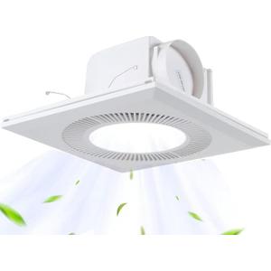 Bathroom Exhaust Fan With Light,DC Energy-Saving Ventilation Fan, Ceiling Mount Ventilation Fan & Light 6500K Combo,Newly upgraded silent exhaust fan for the bathroom