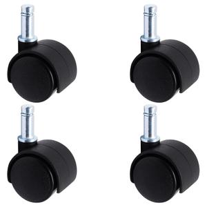 2 x Plastic Casters Set of 4, M8 Circlip Stem Caster Wheels 1 inch, Black Nylon Swivel Caster Wheels Replacement for Furniture, Office Chair, Table, Cabinet