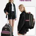 Arcoyard Rolling Backpack for Women, 17 Inch Laptop Backpack With Wheels for Adults, Large Water Resistant Wheeled Carry On Luggage Roller Bag, Flight Approved for Work, Travel, College, Black Purple