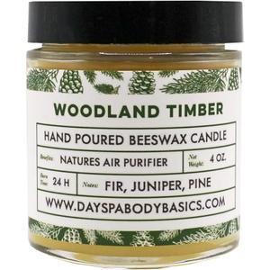 Woodland Timber Beeswax Candle - Clean Burning, Non-Toxic, Non-Allergenic - Handmade in USA