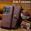 Asuwish Phone Case for OnePlus 12 5G Wallet Magnetic Detachable Cell Cover with Tempered Glass Screen Protector Flip Card Holder Slot One+ 1plus12 2024 Women Men Girls Purse Mobile Accessories Red