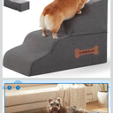 Dog Stairs 4 Steps for Small Dogs and Cats to Get on High Beds, Couch or Car, Pets Can Climb, Sit, Lie Down or Perch to Look Out Windows on The Spliceable Ramp, Provides Support, Grey（19" H）