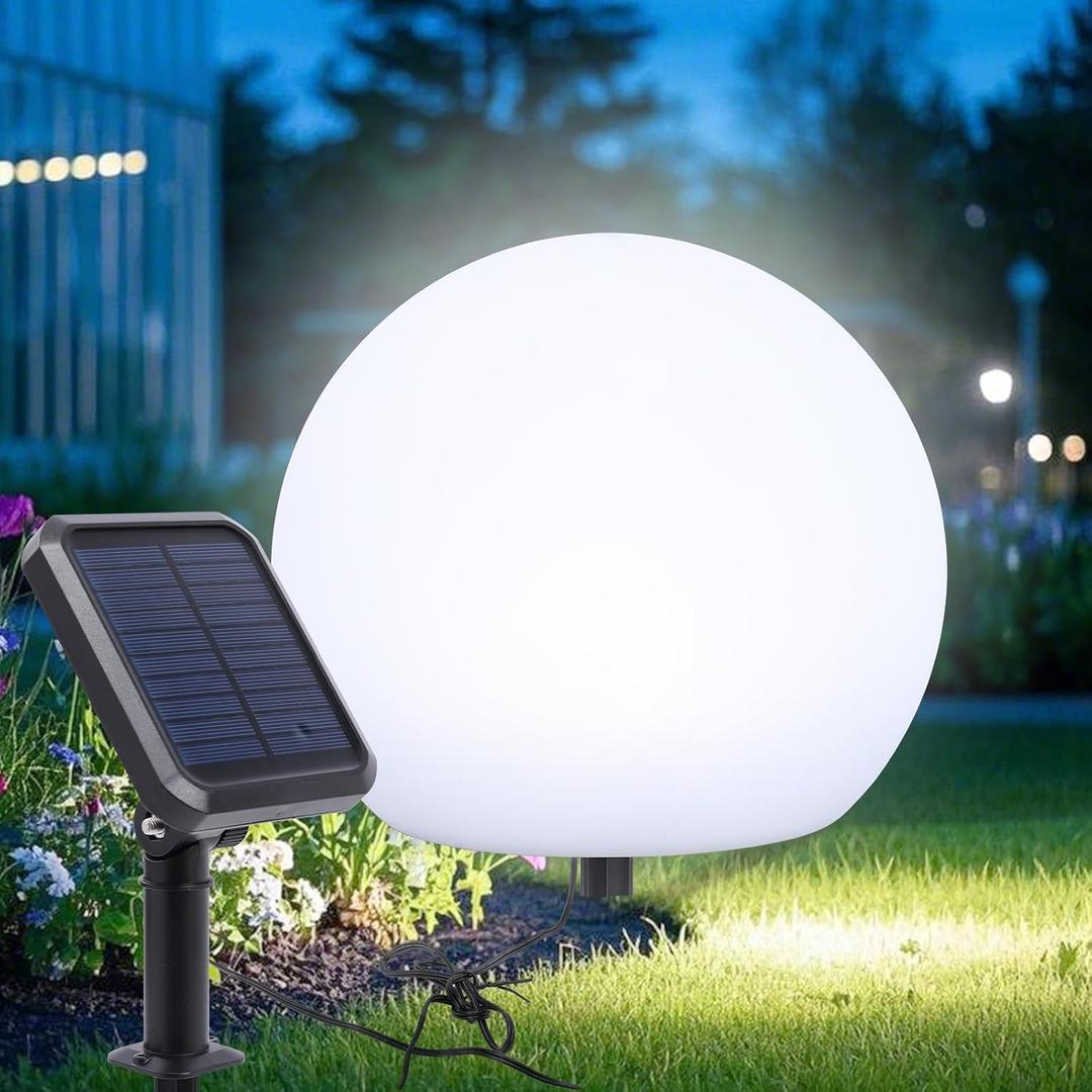 Solar Globe Light 10" Solar Outdoor Waterproof Garden Pathway Lights Outdoor Lights for Yard Patio Walkway Landscape In-Ground Spike 1 Pack