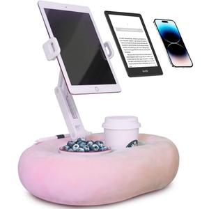 NKV Tablet Kindle Stand Pillow, for Sofa, Bed and Desk -Phone Soft Pad Dock Compatible with 4.7"-15.6" Phone/Kindle, Tablet, E-Reader, Pink