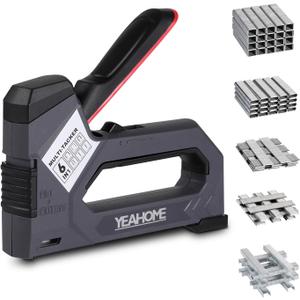YEAHOME 6-in-1 Staple Gun Heavy Duty, Upholstery Manual Brad Nailer Power Adjustment Stapler Gun with 5000 Staples for Fixing Material, Wood, Crafts, Carpentry, Decoration DIY