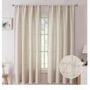 Tollpiz Short Linen Curtains Bedroom Rod Pocket Semi Sheer Curtain Burlap Light Filtering Thick Linen Drapes for Living Room Long, Natural, Set of 2 Panels, 35"W x 54"L