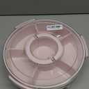 Divided Serving Tray with Lid and Handle, Large Snack Spinner, Snackle Box Container, Multi-Purpose Food Platter for Charcuterie Veggie Fruit, Taco Tuesday Movie Night Travel Beach Picnic Essentials (12" W-1pcs-6 Compartments, Pink)