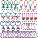 Rainbow Swivel Lanyard Snap Hook with Key Rings 40pcs 5 Style Lobster Claw Clasps for Keychain Purse Jewelry Making
