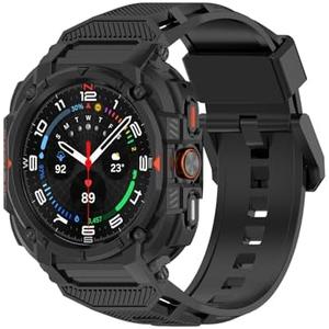 Miimall Rugged Sport Case Band for Samsung Galaxy Watch Ultra 47mm 2025/2024, Light Soft TPU Mecha Protective Bumper + Strap Combo, Shockproof Anti-Crash Band With Case for Galaxy Watch Ultra 47mm