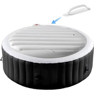 Tlswshsy 4.5 Ft Inflatable Hot Tub Cover with Handles, Round Hot Tub Lid, Portable Energy-Saving Hot Tub Thermal Cover for Protecting Tubs from Wind Rain Debris and Dust