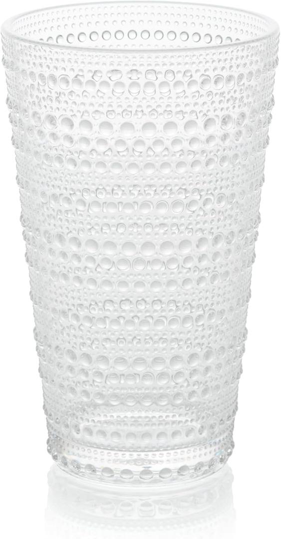 Certified International Santa Fe Clear Set of 2 Premium Acrylic Ice Tea Glass 22 oz – Unbreakable Drinkware with Textured Bubble Design, Shatterproof Tumblers for Indoor & Outdoor Use