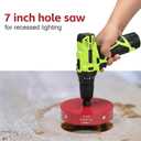 7 Inch Hole Saw for Wood, 178mm HSS BI-Metal Hole Saw for Recessed Lighting, 35mm Cutting Depth Hole Cutter with Hex Shank Drill Bit Adapter for Cornhole Boards Plastic Drywall Fiberboard, Red