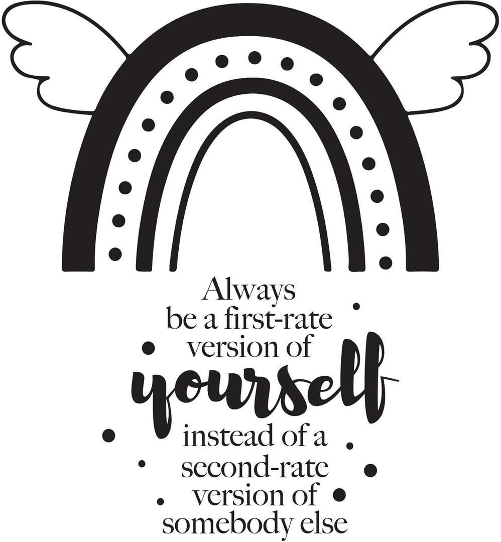 Family First Rate Version of Yourself Uplifting Quote Wall Decal Decoration Rainbow Boho Design Poritive Life Quotes Always Be Lasts Years and Easily Removable - Size: 36 in(W) x 40 in(H)