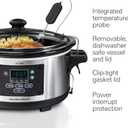 Hamilton Beach Portable 6 Quart Set & Forget Digital Programmable Slow Cooker with Lid Lock, Temperature Probe, Dishwasher Safe Crock & Lid, Stainless Steel (33969A)