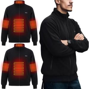 2 Pcs Heated Outerwear for Men Women, Unisex Lightweight Fleece USB Electric Heated Jacket Clothing with Adjustable 3 Heating Levels for Winter Outdoor, L(Battery Pack Not Included) (Black, L)