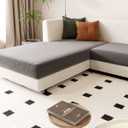 Velvet Couch Cushion Covers, Sectional Couch Covers for Sofa Seat Covers, Stretch (Grey, Small Seater Cushion Covers, 1PCS)