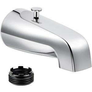 Enhon Tub Spout with Rear Diverter, Bathtub Spout Fitting 1/2-Inch or 3/4-Inch IPS, 5-1/4 Inch Length Bathroom Bathtub Faucet with Adapter, Chrome Finish Enhon Tub Spout with Rear Diverter, Bathtub Spout Fitting 1/2-Inch or 3/4-Inch IPS, 5-1/4 Inch Length Bathroom Bathtub Faucet with Adapter, Chrome Finish