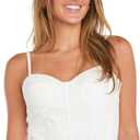 Juniors' Tiered Mini Corset Dress W/Lace Center, Back Zipper & Straps - Casual Daytime Spring & Summer Wear (White, L)- 13