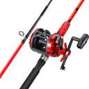 Sougayilang Conventional Reel and Fiberglass Fishing Rod Combo, Medium Heavy for Catfish Angling (Red-6FT-3000)