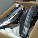 Headlights Assembly with Bulbs for 2017 2018 2019 Ford Escape S SE SEL Titanium Halogen Headlamps w/LED DRL Replacement Driver and Passenger Side Pair (LH RH),Black Housing Amber Reflector