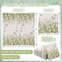 JarThenaAMCS 50Pcs Spring Wild Floral Paper Napkins Green Wildflower Butterfly Disposable Luncheon Napkins Vintage Decorative Dinner Napkin for Bathroom Wedding Birthday Party Baby Shower